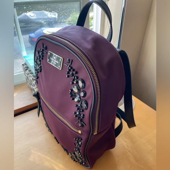 Kate Spade Wilson Road Bradley Backpack plumb with black embellishments - Picture 7 of 16